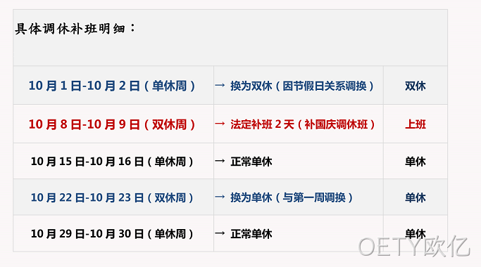 OETY欧亿国庆放假
